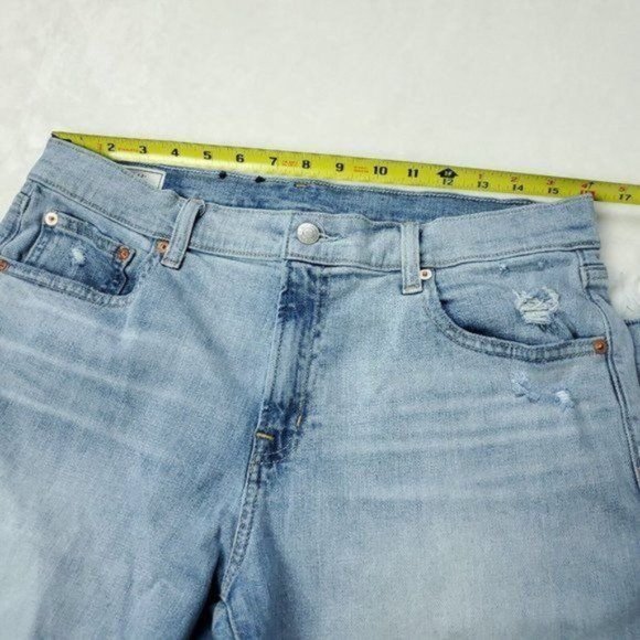 GAP Denim Girlfriend Mid Rise Ankle Fray Jeans Womens Size 12 L 32x28  Blue - Picture 8 of 11